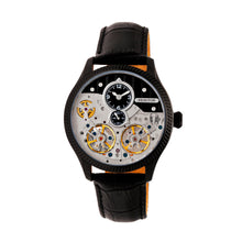 Load image into Gallery viewer, Heritor Automatic Winthrop Leather-Band Skeleton Watch - Black - HERHR7306
