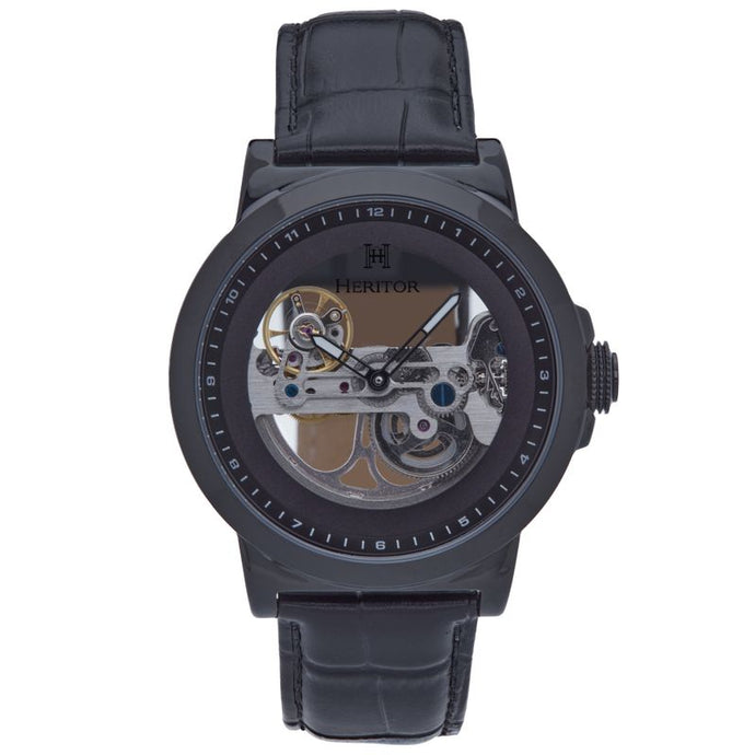 Heritor Automatic Xander Semi-Skeleton Leather-Band Watch - HERHS2405