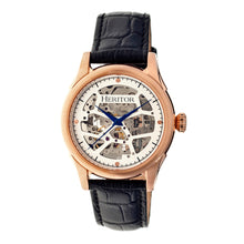 Load image into Gallery viewer, Heritor Automatic Nicollier Skeleton Leather-Band Watch - Rose Gold/Black - HERHR1905
