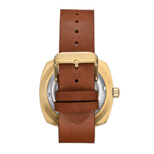 Load image into Gallery viewer, Heritor Automatic Davenport Engraved-Case Leather-Band Watch w/ Date - Gold/Brown - HERHS3203

