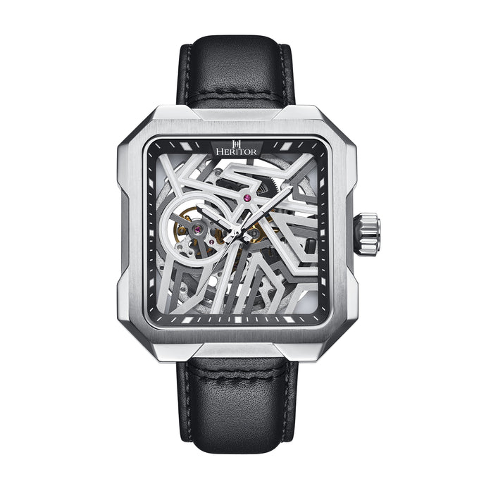 Heritor Automatic Campbell Leather-Band Skeleton Watch - HERHS3301