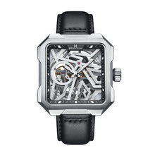 Load image into Gallery viewer, Heritor Automatic Campbell Leather-Band Skeleton Watch - Silver - HERHS3301

