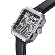 Load image into Gallery viewer, Heritor Automatic Campbell Leather-Band Skeleton Watch - Silver - HERHS3301
