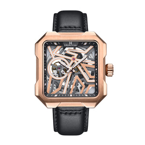 Heritor Automatic Campbell Leather-Band Skeleton Watch