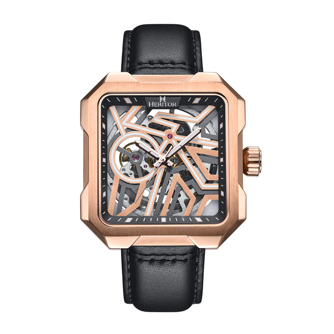 Heritor Automatic Campbell Leather-Band Skeleton Watch - HERHS3303
