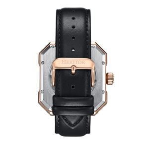 Heritor Automatic Campbell Leather-Band Skeleton Watch - Rose Gold/Black - HERHS3303