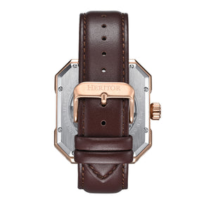 Heritor Automatic Campbell Leather-Band Skeleton Watch - Rose Gold/Brown - HERHS3304