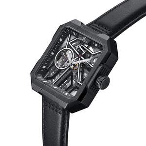 Heritor Automatic Campbell Leather-Band Skeleton Watch - Black - HERHS3305
