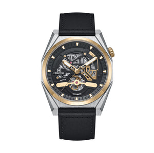 Heritor Automatic Amadeus Semi-Skeleton Leather-Band Watch - Gold/Black - HERHS3403