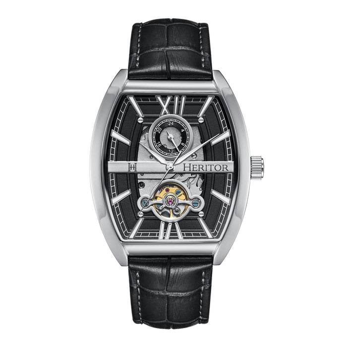 Heritor Automatic Masterson Semi-Skeleton Leather-Band Watch - HERHS3501
