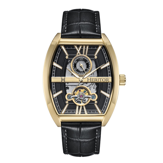 Heritor Automatic Masterson Semi-Skeleton Leather-Band Watch - HERHS3503