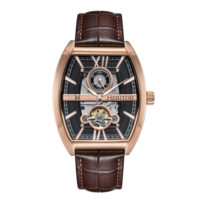 Heritor Automatic Masterson Semi-Skeleton Leather-Band Watch - HERHS3504