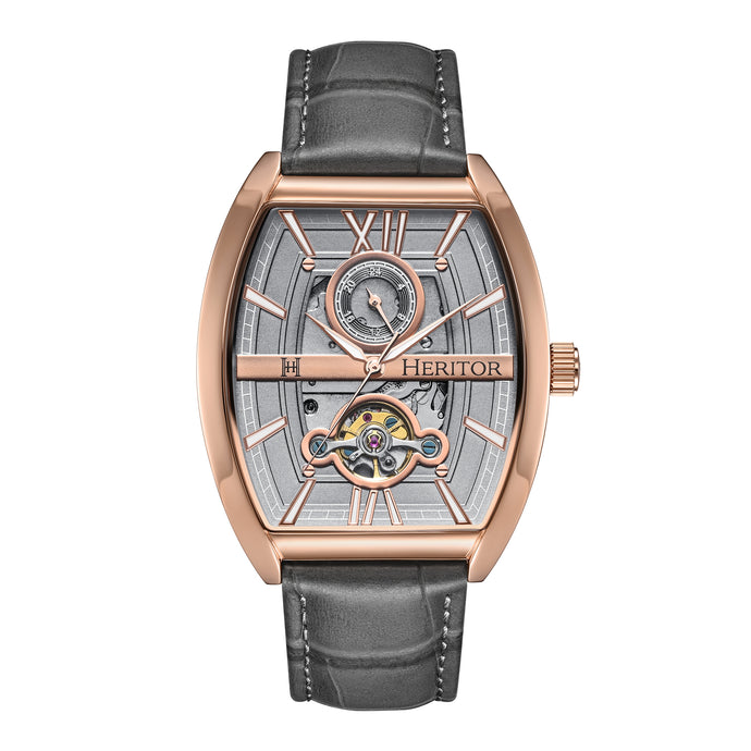Heritor Automatic Masterson Semi-Skeleton Leather-Band Watch - HERHS3505