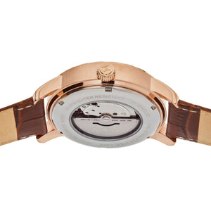 Heritor Automatic Protégé Leather-Band Watch w/Date - Rose Gold/Brown - HERHS2905