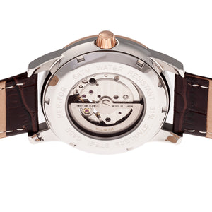 Heritor Automatic Davidson Semi-Skeleton Leather-Band Watch - Rose Gold/Silver - HERHR8003