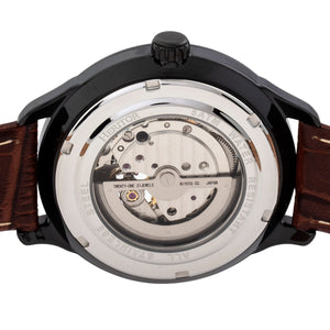 Heritor Automatic Harding Semi-Skeleton Leather-Band Watch - Black - HERHR9006