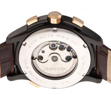 Load image into Gallery viewer, Heritor Automatic Hudson Semi-Skeleton Leather-Band Watch w/Day/Date - Brown/Black - HERHR7506
