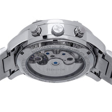 Load image into Gallery viewer, Heritor Automatic Wilhelm Semi-Skeleton Bracelet Watch w/Day/Date - Silver/Black - HERHS2102

