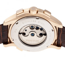 Load image into Gallery viewer, Heritor Automatic Hudson Semi-Skeleton Leather-Band Watch w/Day/Date - Brown/Rose Gold - HERHR7504

