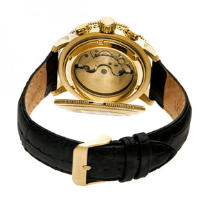 Heritor Automatic Aura Men's Semi-Skeleton Leather-Band Watch - Gold /Black - HERHR3502