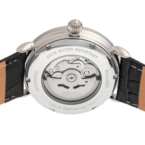 Heritor Automatic Mattias Leather-Band Watch w/Date - Silver/Black - HERHR8402